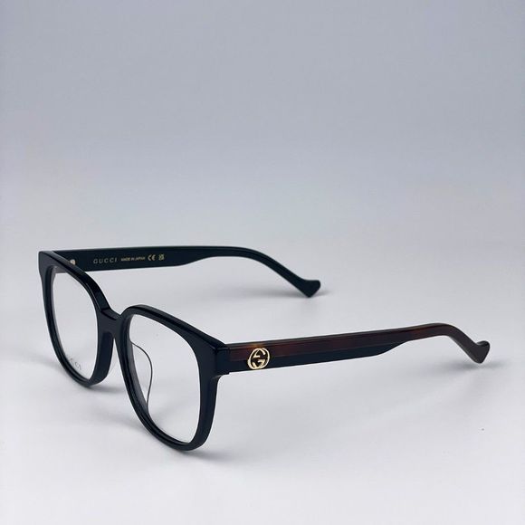 🔥Gucci GG1305OA 001 Eyeglasses Black Havana Rectangle Women - Picture 8 of 13
